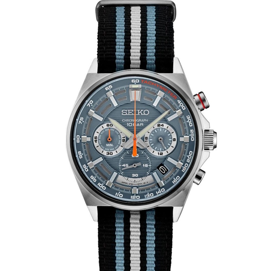 Timepieces Seiko | Seiko Essentials 41Mm Chronograph, Blue Dial Ssb409