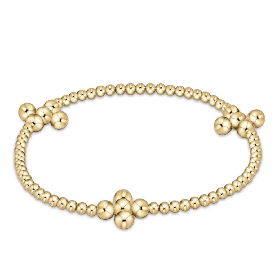 Jewelry enewton | Enewton Signature Cross Gold Pattern 2.5Mm Bead Bracelet - Classic Bea