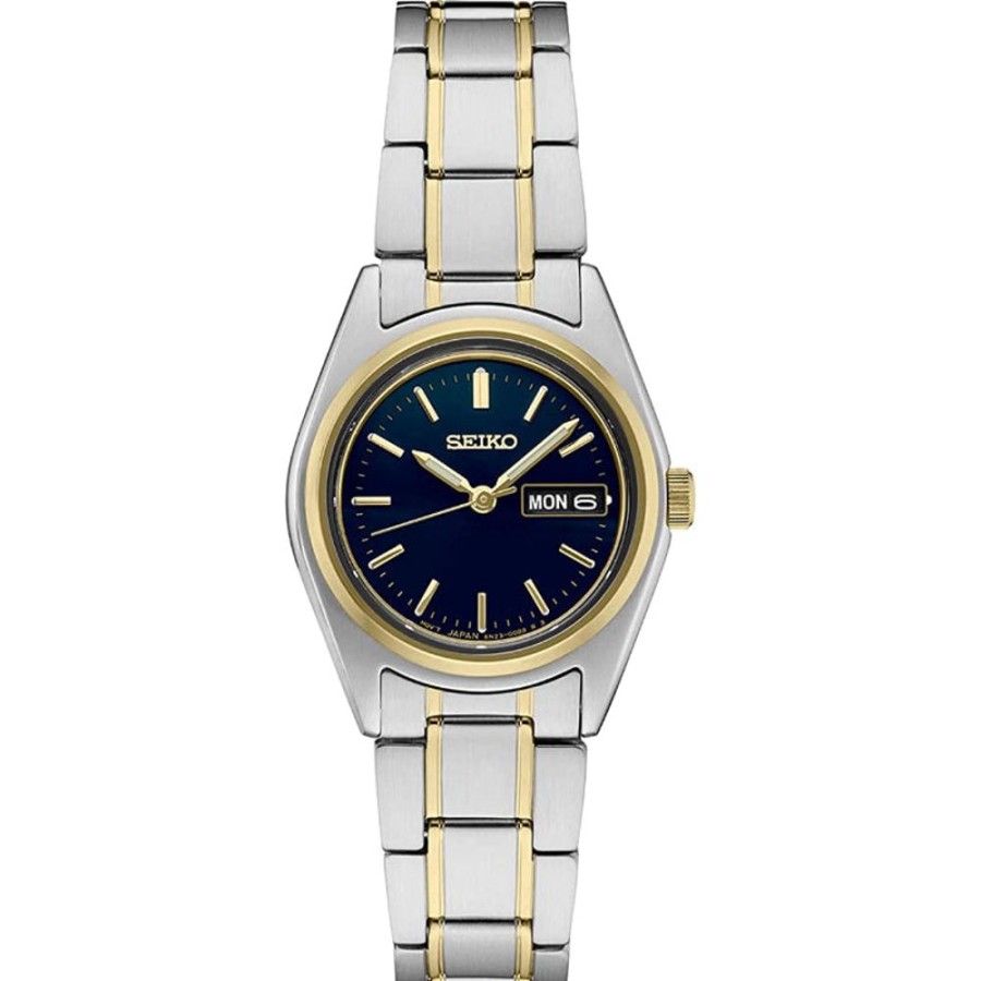 Timepieces Seiko | Seiko Essentials 28Mm Blue Dial Two-Tone Stainless Quartz