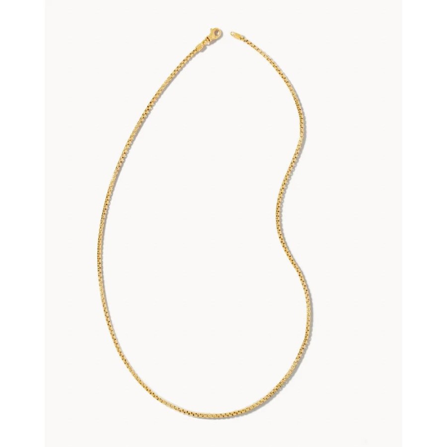 Gifts Kendra Scott | Scott Bros. Beck Thin Round Box Chain Necklace In 18K Gold Vermeil