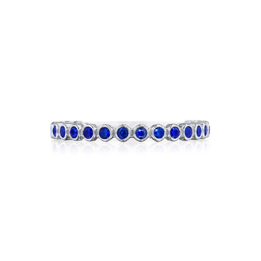 Jewelry Tacori | Tacori Sculpted Crescent 18K White Gold Bezel Droplet Sapphire Wedding