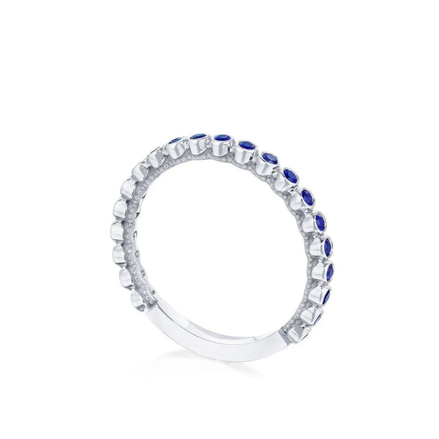 Jewelry Tacori | Tacori Sculpted Crescent 18K White Gold Bezel Droplet Sapphire Wedding