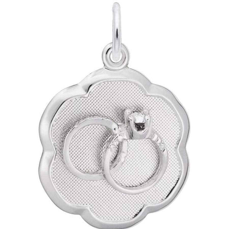 Jewelry Rembrandt | Sterling Silver Wedding Rings Scalloped Disc Charm