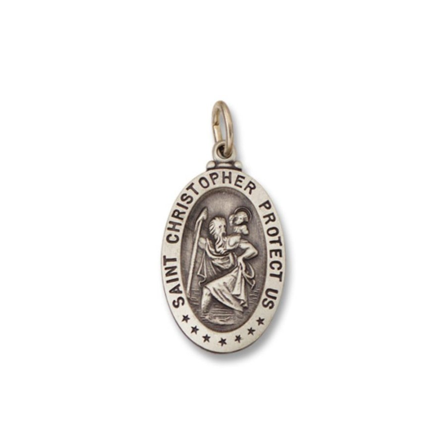 Jewelry Smyth Jewelers | Sterling Silver Antiqued St. Christopher Medal