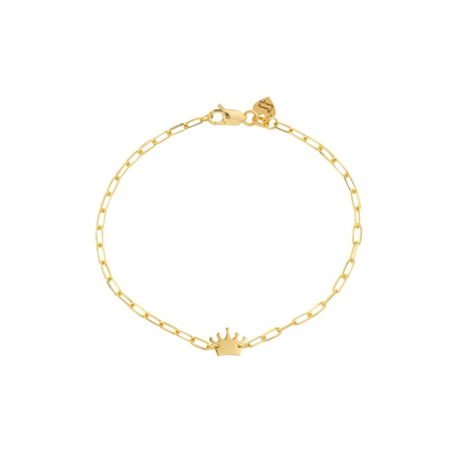 Jewelry Smyth Jewelers | 14K Child'S Paper Clip Chain Crown & Heart Bracelet