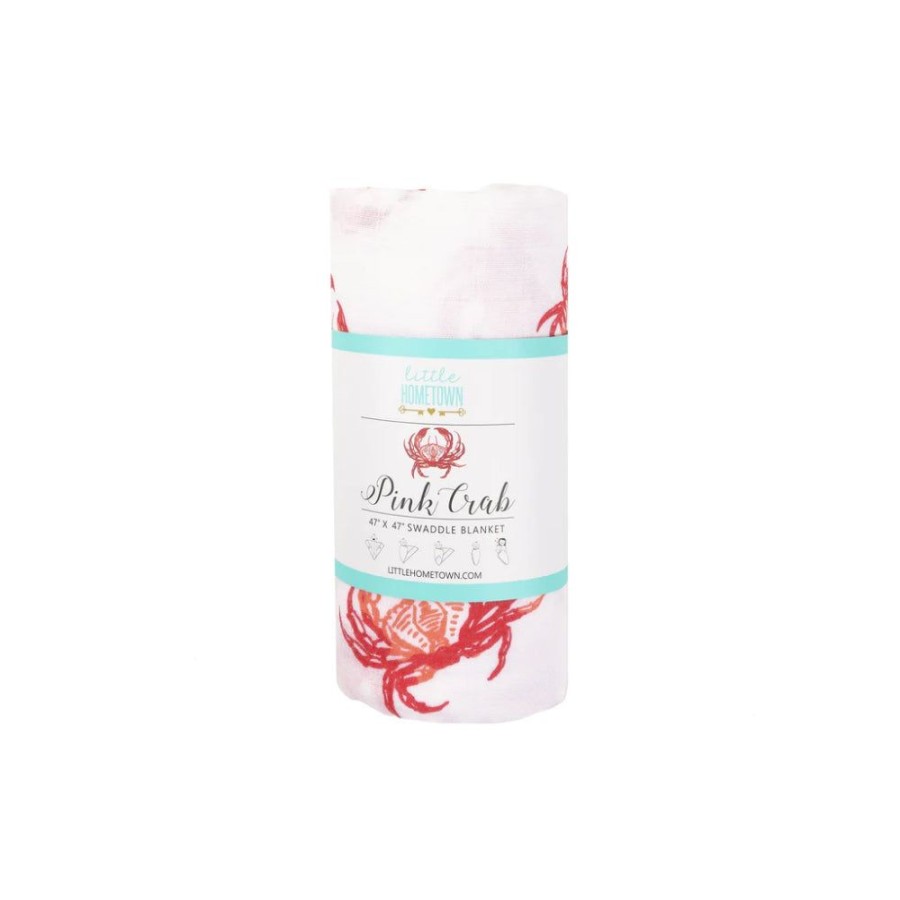 Gifts Little Hometown | Little Hometown Pink Crab Muslin Swaddle Blanket