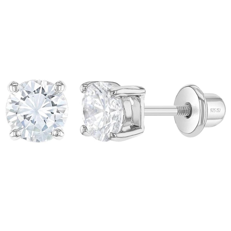 Jewelry Smyth Jewelers | Children'S Sterling Silver 5Mm Cz Solitare Earrings