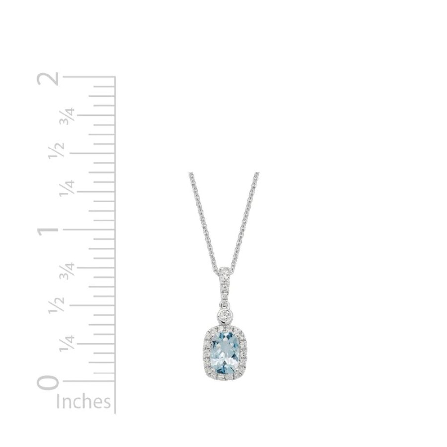 Jewelry Smyth Jewelers | White Gold Aquamarine Cushion Cut Pendant With Diamond Halo