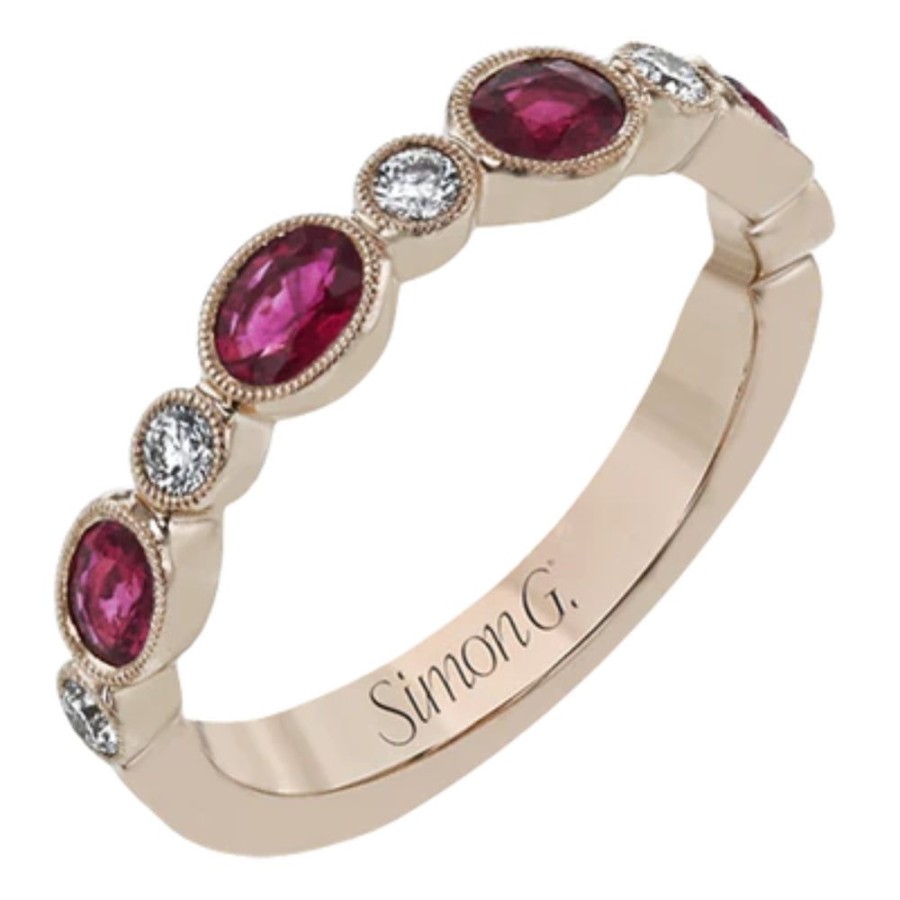 Jewelry Simon G | Simon G. 18K Rose Gold Ruby And Diamond Band