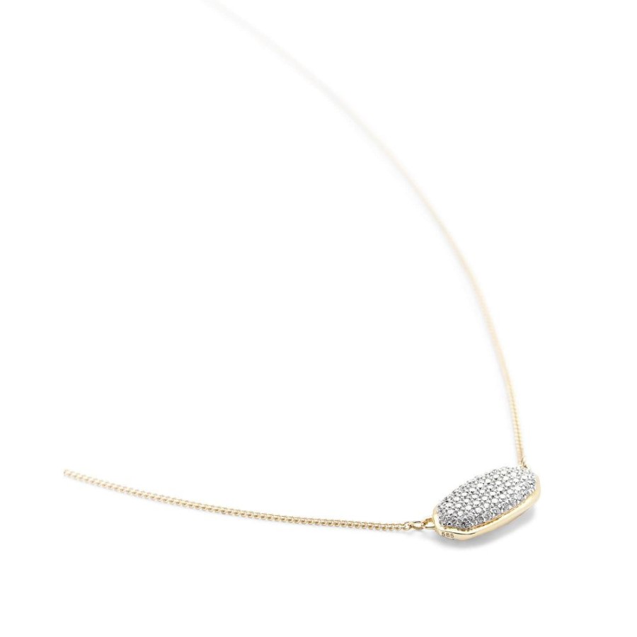 Jewelry Kendra Scott | Kendra Scott Elisa 14K Gold Pendant Necklace In Pave White Diamond