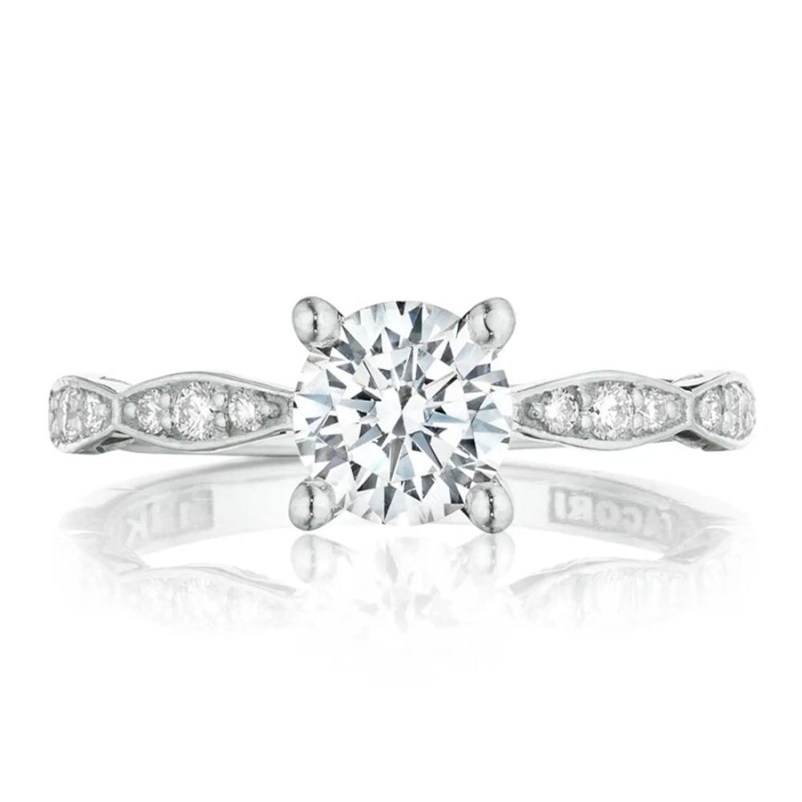 Jewelry Tacori | Tacori Sculpted Crescent 18Kw Round Solitaire Engagement Ring