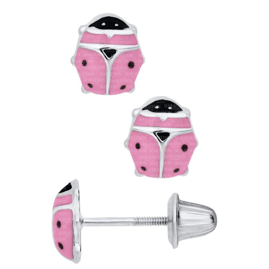 Jewelry Smyth Jewelers | Sterling Silver Pink Ladybug Earrings