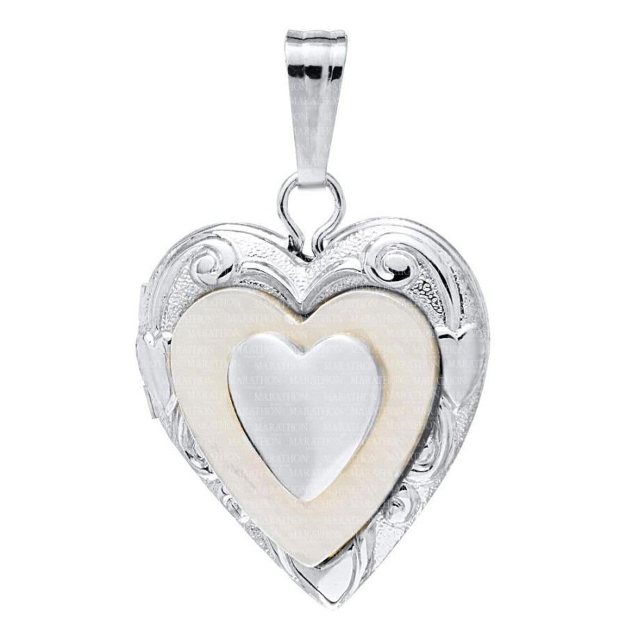 Jewelry Smyth Jewelers | Ss Children'S Mother Of Pearl Heart Locket 15" Chain