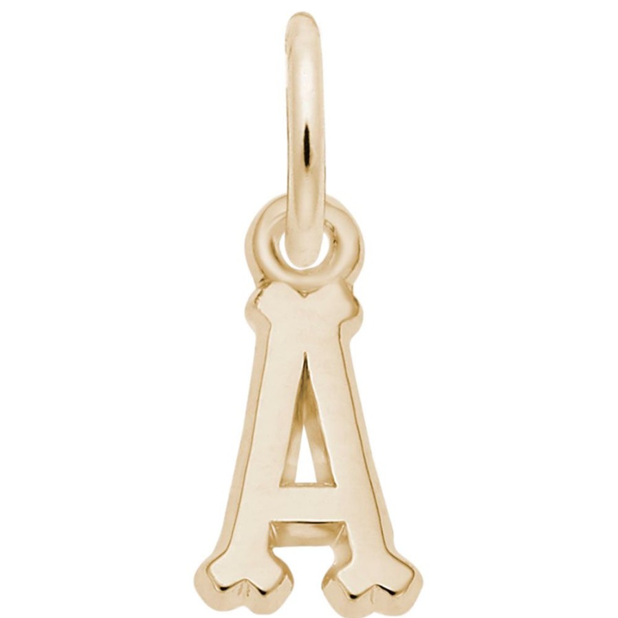 Jewelry Rembrandt | 14K Yellow Small Serif Initial A Charm