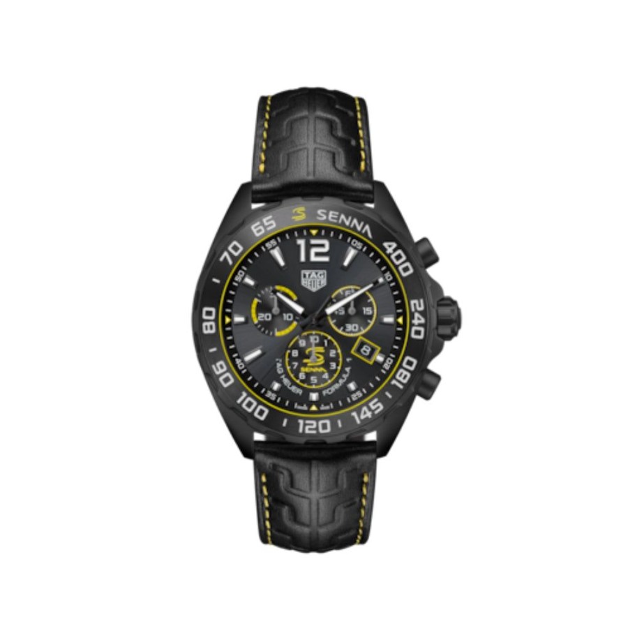 Timepieces TAG Heuer | Tag Heuer Formula 1 X Senna Quartz Chronograph 43 Mm - Grey/Black Leat