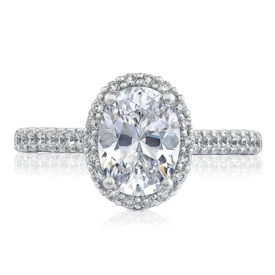 Jewelry Tacori | Tacori Petite Crescent 18Kw Oval Bloom Engagement Ring