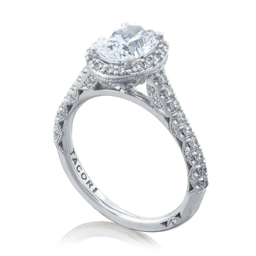 Jewelry Tacori | Tacori Petite Crescent 18Kw Oval Bloom Engagement Ring