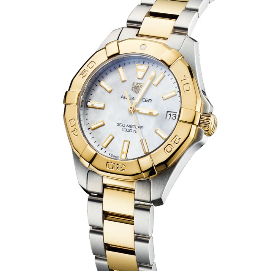 Timepieces TAG Heuer | Tag Heuer Ladies 32Mm Two-Tone Aquaracer, Mother Of Pearl Dial