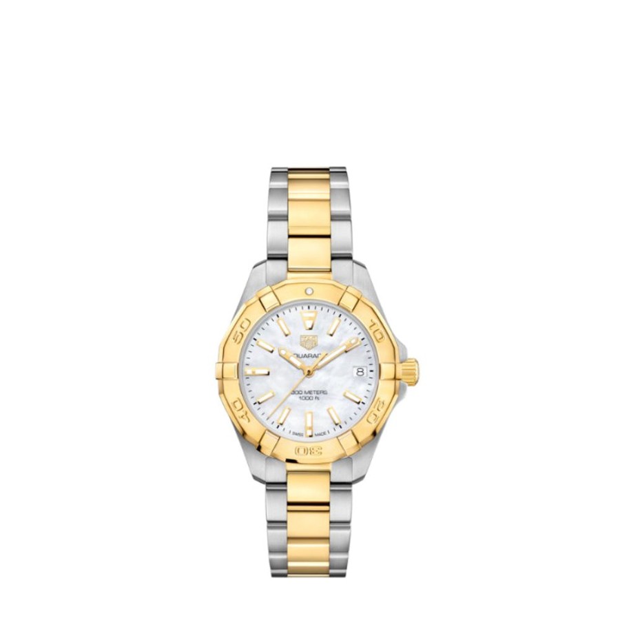 Timepieces TAG Heuer | Tag Heuer Ladies 32Mm Two-Tone Aquaracer, Mother Of Pearl Dial