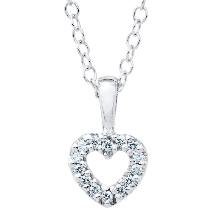 Jewelry Smyth Jewelers | Children'S Silver Open Heart Cz Pendant